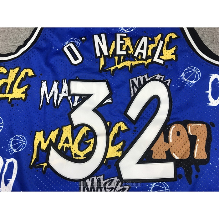 Camiseta Orlando Magic Shaquille O'Neal #32 Slap Sticker Mitchell & Ness 1994-95 Azul
